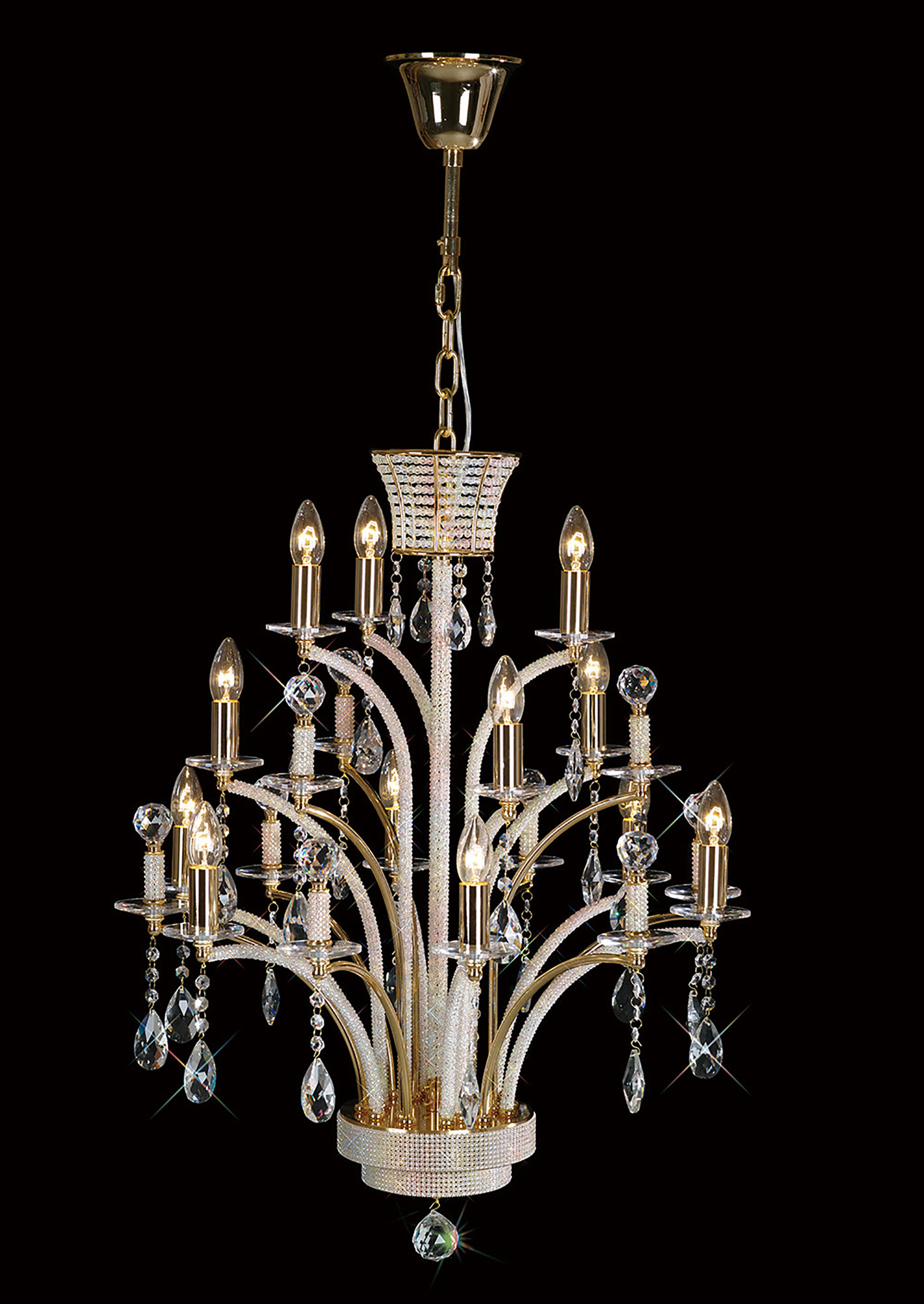 IL30380  Orlando Crystal Chandelier 12 Light (Requires Construction/Connection)